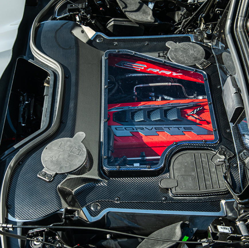 Corvette C8 E-Ray Convertible CARBON FLASH Engine Bay Panel Clear Cover