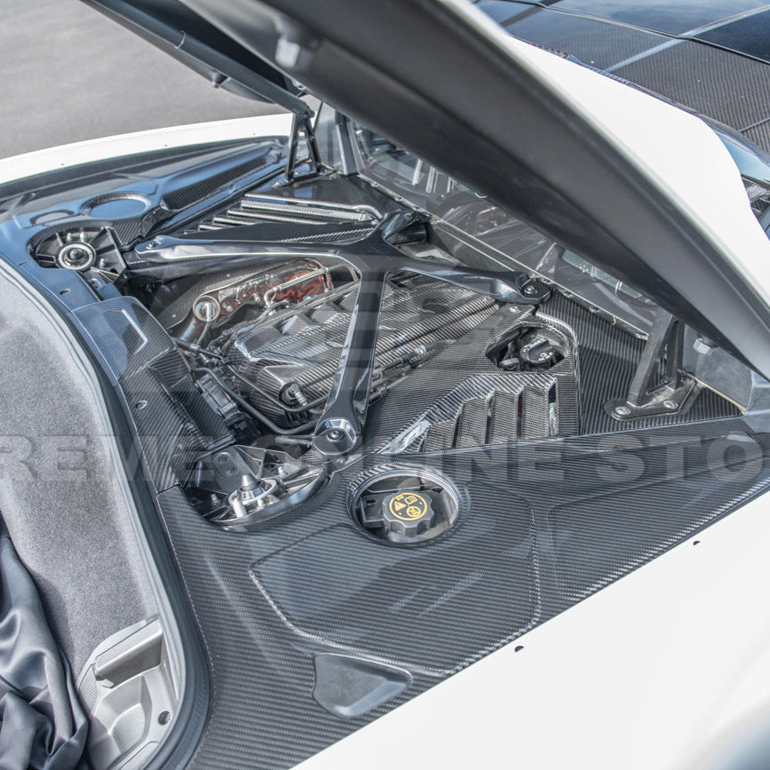 Corvette C8 DRY CARBON FIBER Coupe Engine Bay Panel Cover (3-Pieces Version)