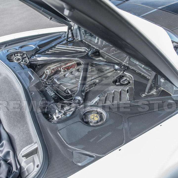Corvette C8 DRY CARBON FIBER Coupe Engine Bay Panel Cover (3-Pieces Version)