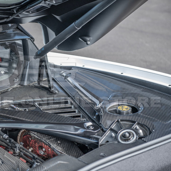 Corvette C8 DRY CARBON FIBER Coupe Engine Bay Panel Cover (3-Pieces Version)