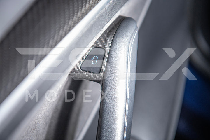 2020-23 Tesla Model 3 &amp; 20-24 Y Carbon Fiber Interior Door Glass Lifting Panel Cover