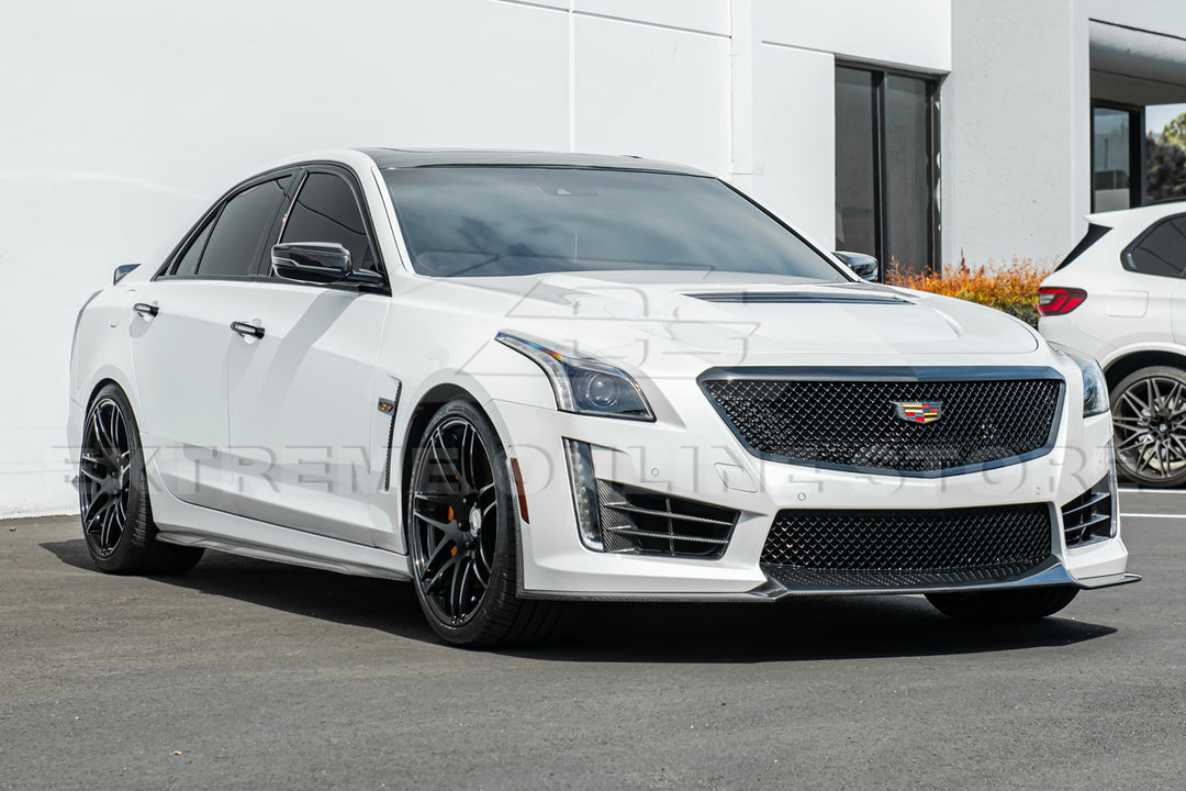 2016-19 Cadillac CTS-V Carbon Fiber Front Splitter Wheel Arch&amp; Side Skirts Rockerst