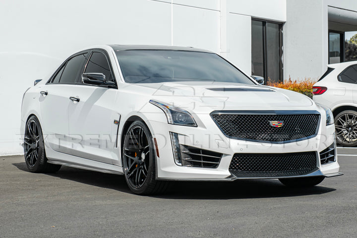 2016-19 Cadillac CTS-V Carbon Fiber Front Splitter Wheel Arch&amp; Side Skirts Rockerst
