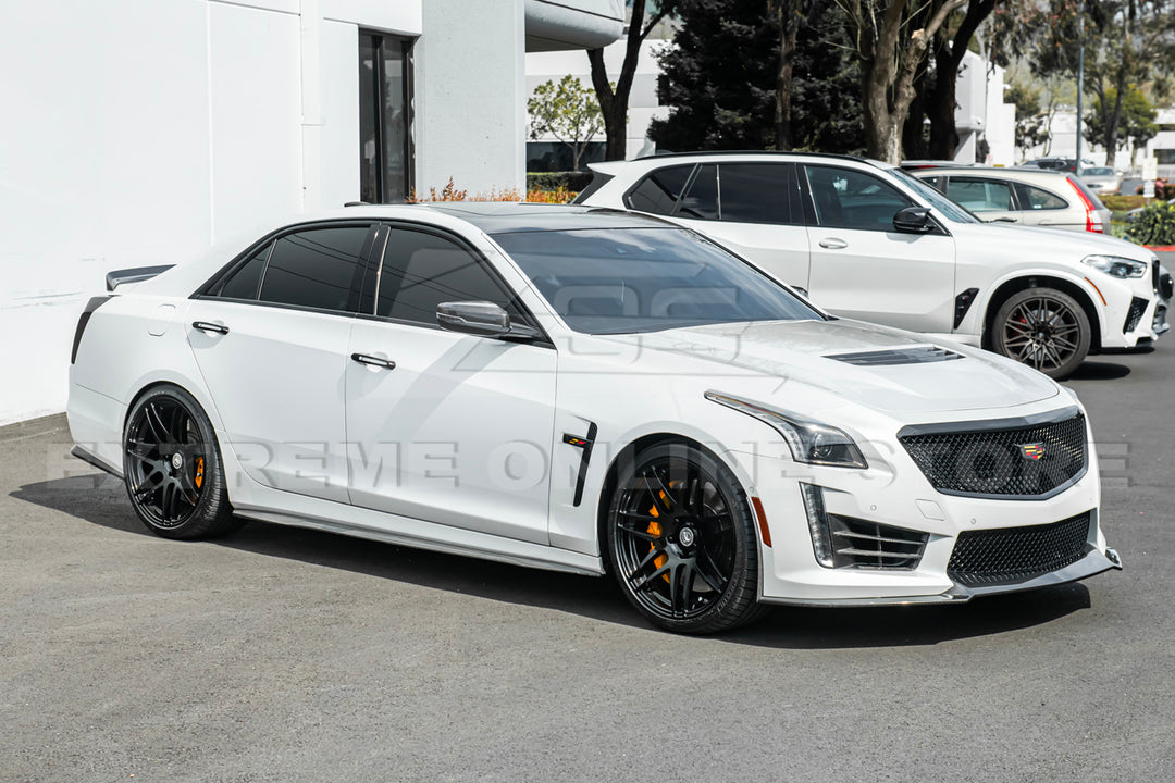 2016-19 Cadillac CTS-V Carbon Fiber Front Splitter Wheel Arch&amp; Side Skirts Rockerst