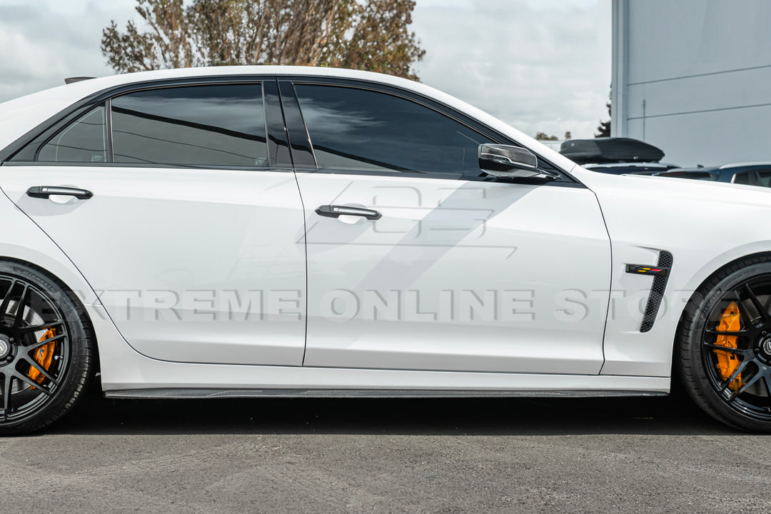2016-19 Cadillac CTS-V Carbon Fiber Front Splitter Wheel Arch&amp; Side Skirts Rockerst