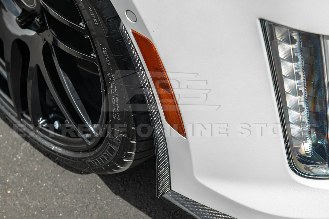 2016-19 Cadillac CTS-V Carbon Fiber Front Splitter Wheel Arch&amp; Side Skirts Rockerst