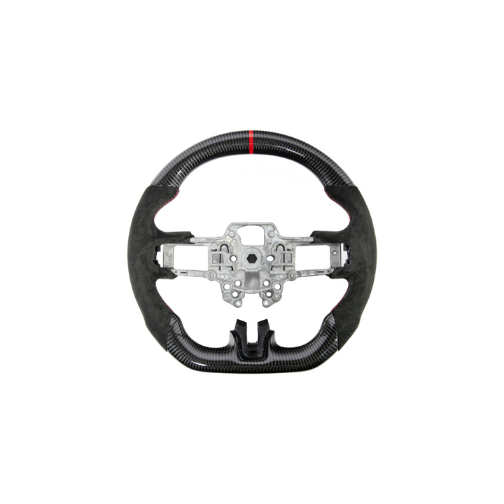 2015-23 Mustang Black Leather Red Stitching Carbon Fiber Steering Wheel