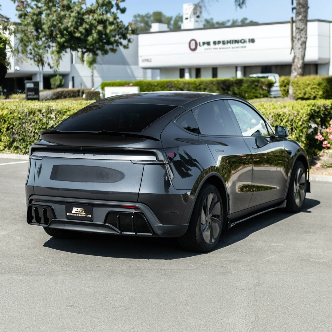 2025-Up Tesla Model Y | Fast Style Glossy Black Rear Bumper Finned Diffuser