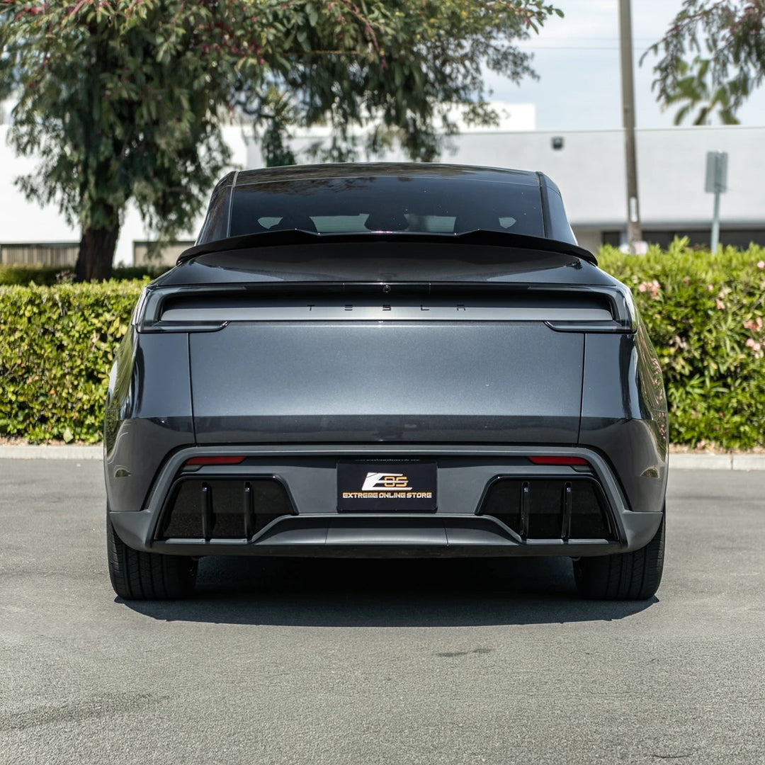 2025-Up Tesla Model Y | Fast Style Glossy Black Rear Bumper Finned Diffuser