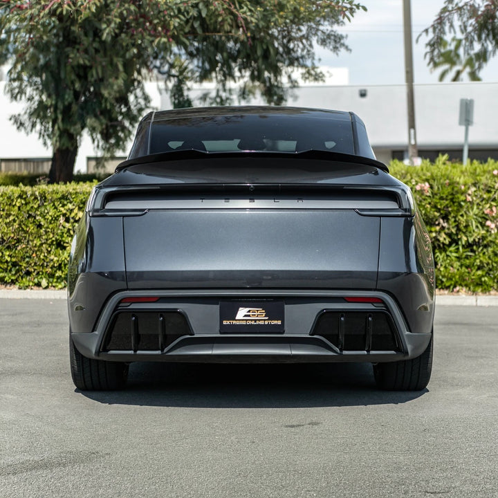 2025-Up Tesla Model Y | Fast Style Glossy Black Rear Bumper Finned Diffuser