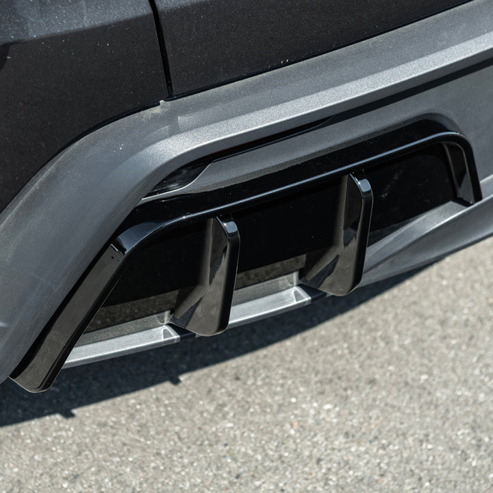2025-Up Tesla Model Y | Fast Style Glossy Black Rear Bumper Finned Diffuser