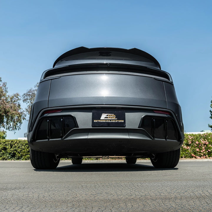 2025-Up Tesla Model Y | Fast Style Glossy Black Rear Bumper Finned Diffuser