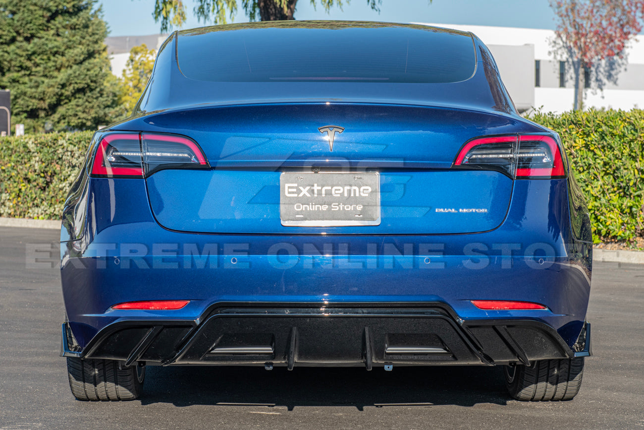 2017-Up Tesla Model 3 Glossy Black Rear Bumper Diffuser