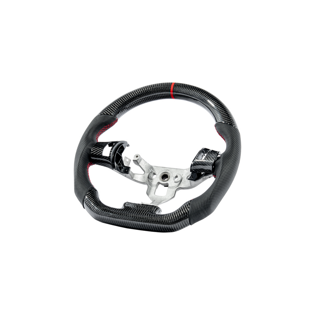2006-13 Corvette C6 CARBON FIBER Perforated Leather Red Stripe Steering Wheel