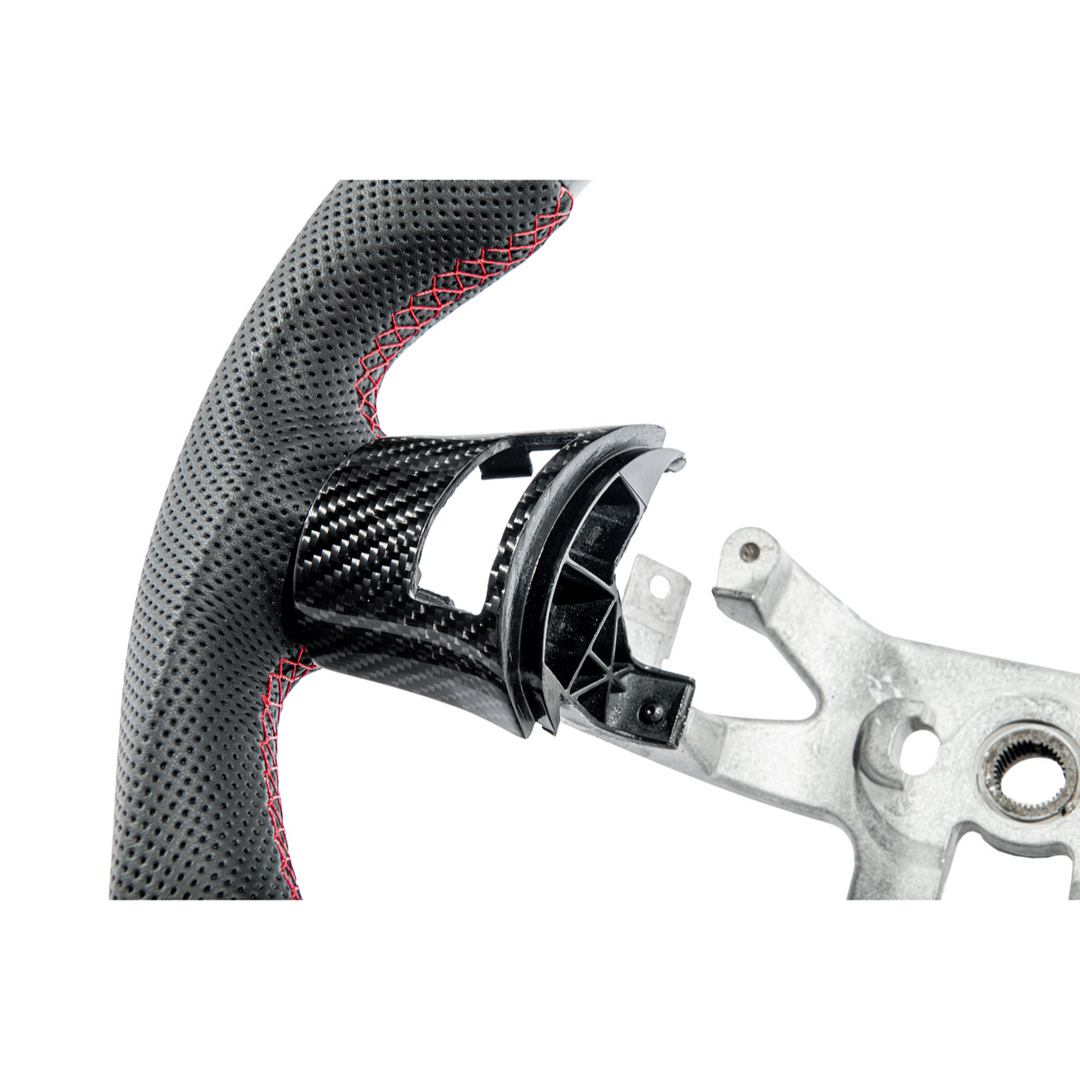 2006-13 Corvette C6 CARBON FIBER Perforated Leather Red Stripe Steering Wheel