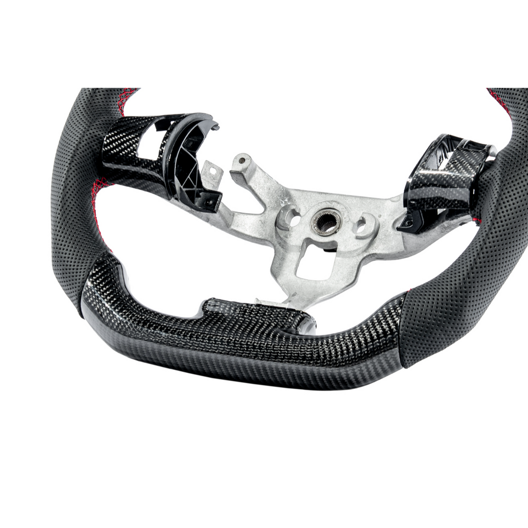 2006-13 Corvette C6 CARBON FIBER Perforated Leather Red Stripe Steering Wheel