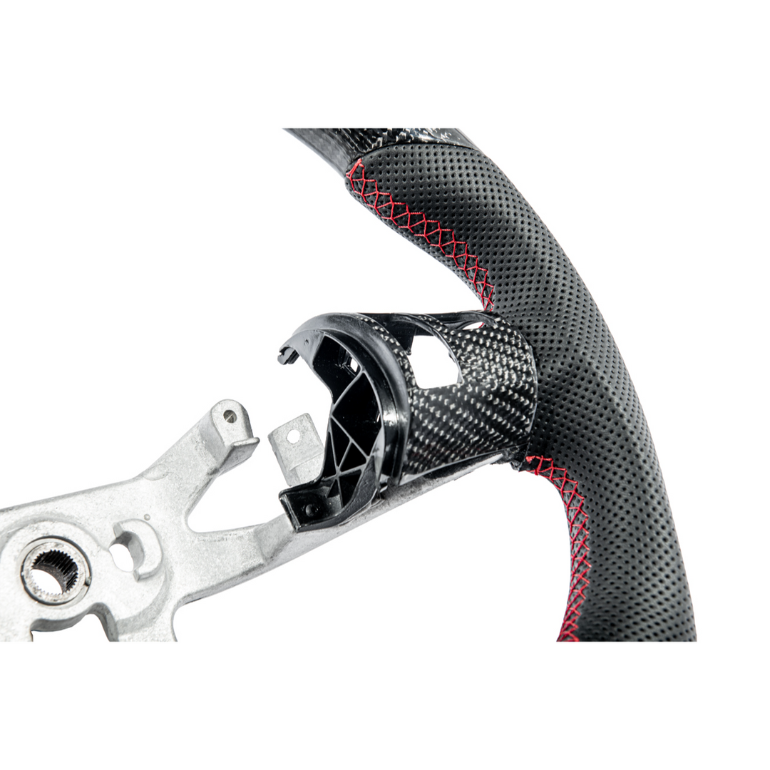 2006-13 Corvette C6 CARBON FIBER Perforated Leather Red Stripe Steering Wheel