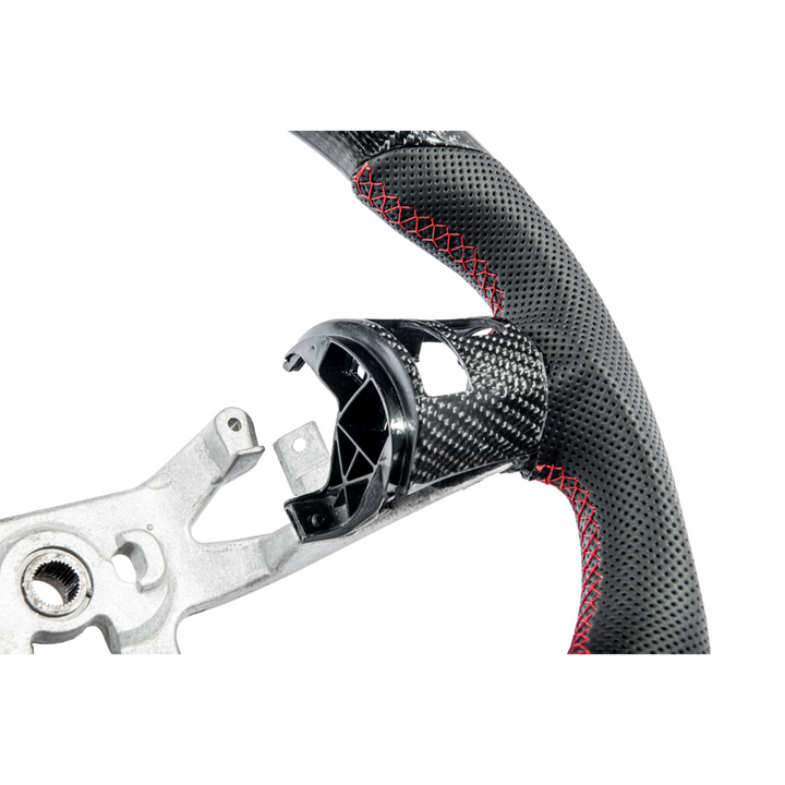 2006-13 Corvette C6 CARBON FIBER Perforated Leather Red Stripe Steering Wheel