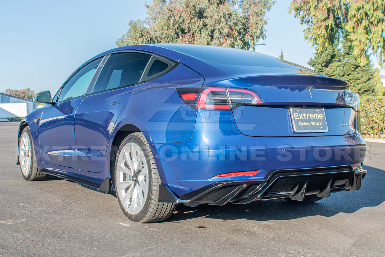 2017-Up Tesla Model 3 Glossy Black Rear Bumper Diffuser