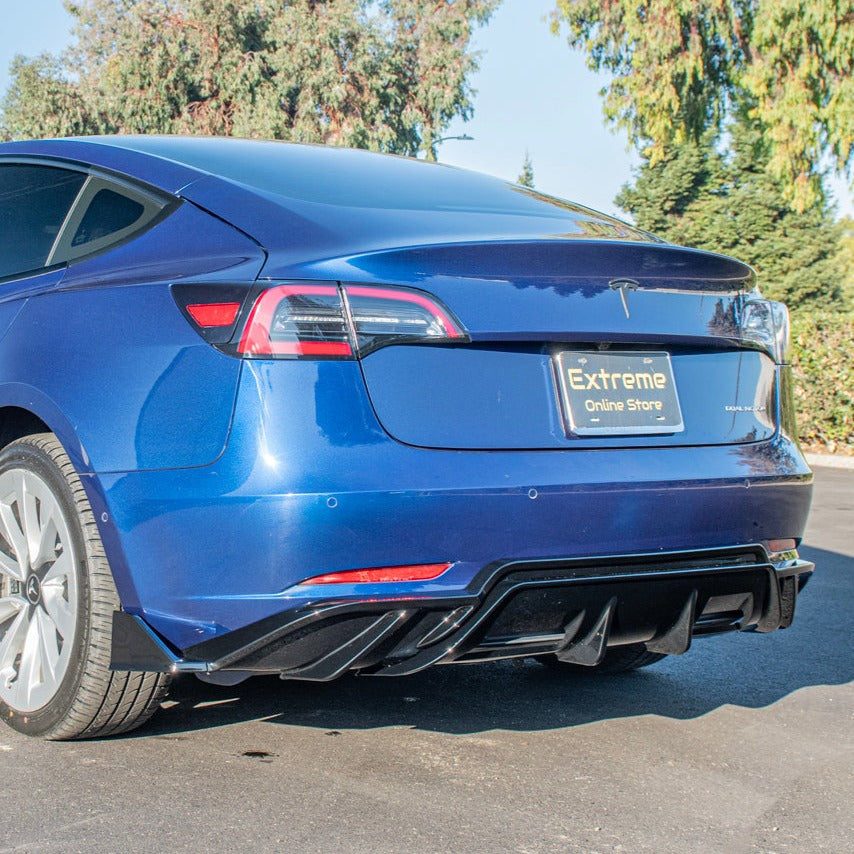 2017-Up Tesla Model 3 Glossy Black Rear Bumper Diffuser