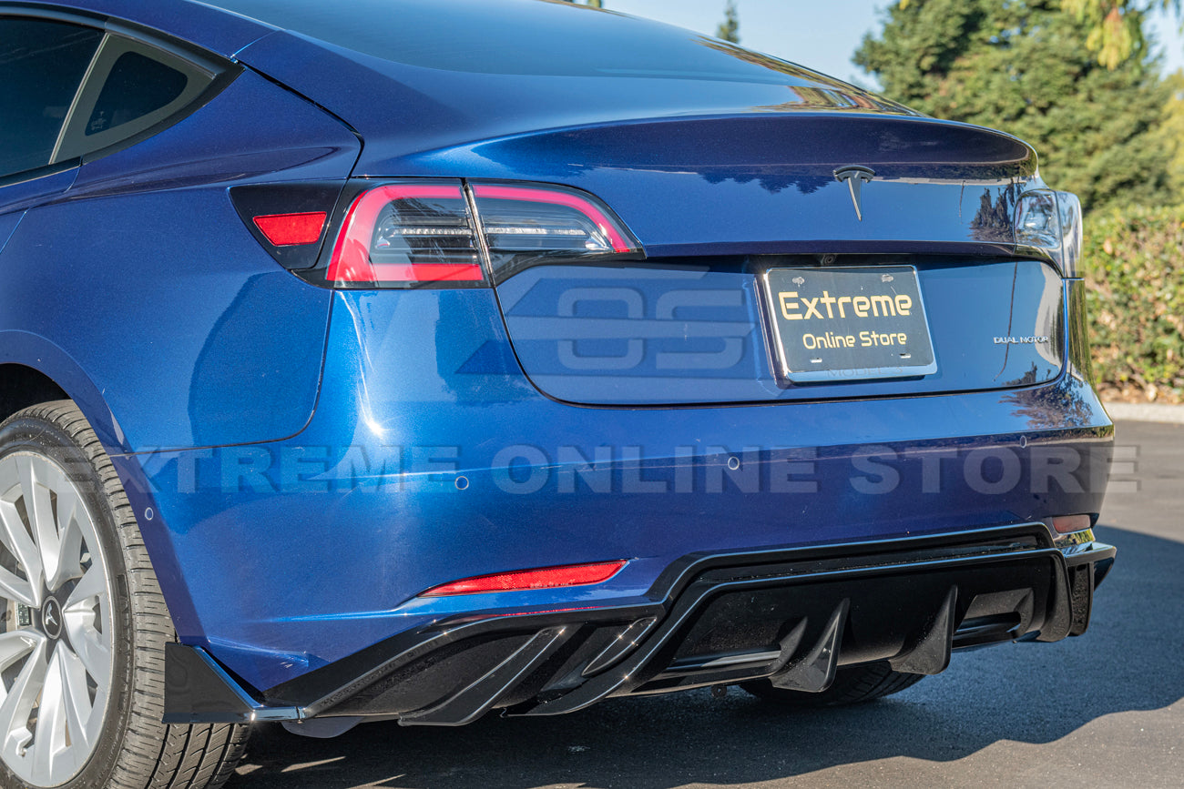 2017-Up Tesla Model 3 Glossy Black Rear Bumper Diffuser