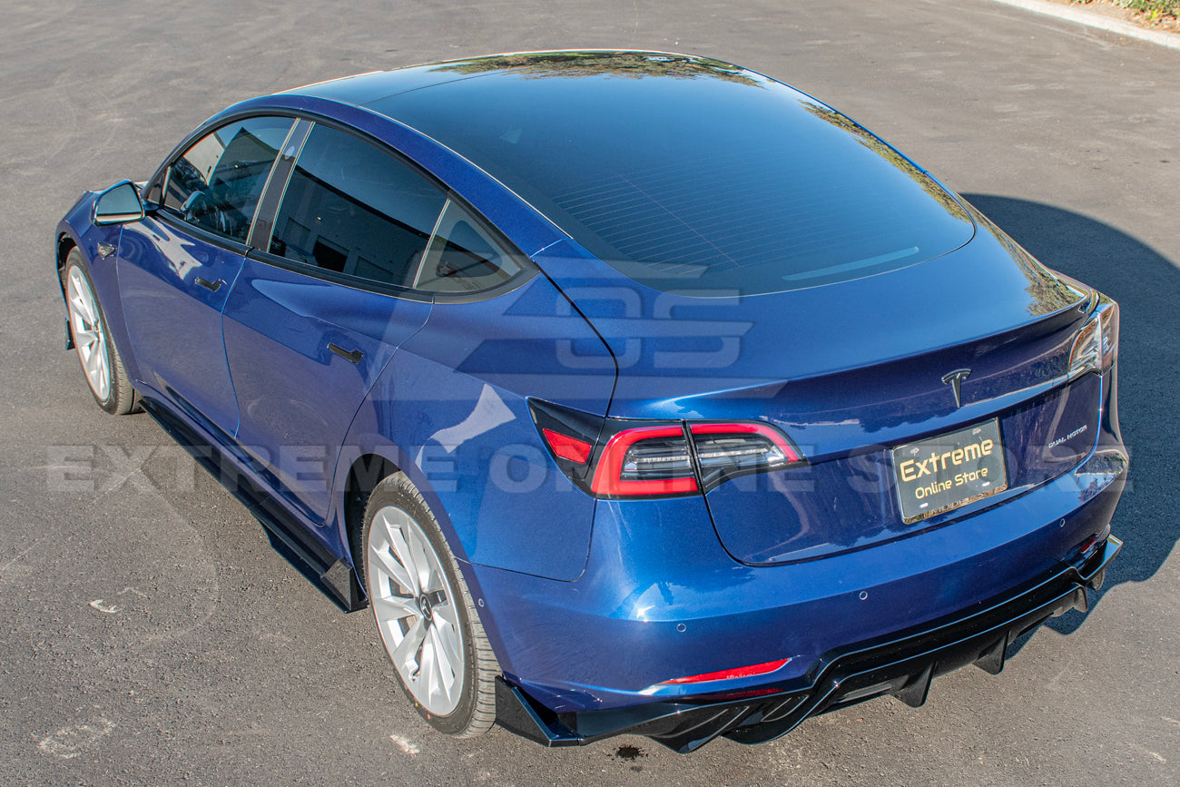 2017-Up Tesla Model 3 Glossy Black Rear Bumper Diffuser