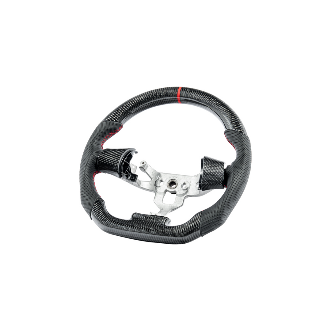 2006-13 Corvette C6 CARBON FIBER Perforated Leather Red Stripe Steering Wheel