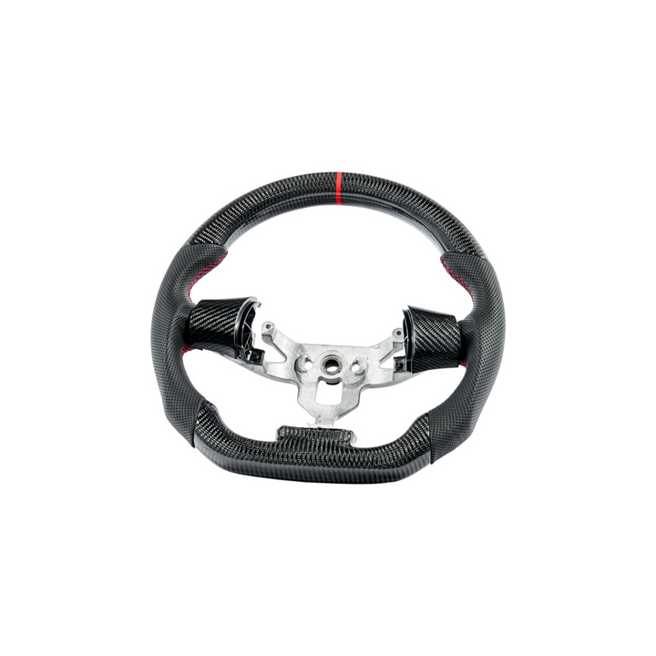 2006-13 Corvette C6 CARBON FIBER Perforated Leather Red Stripe Steering Wheel
