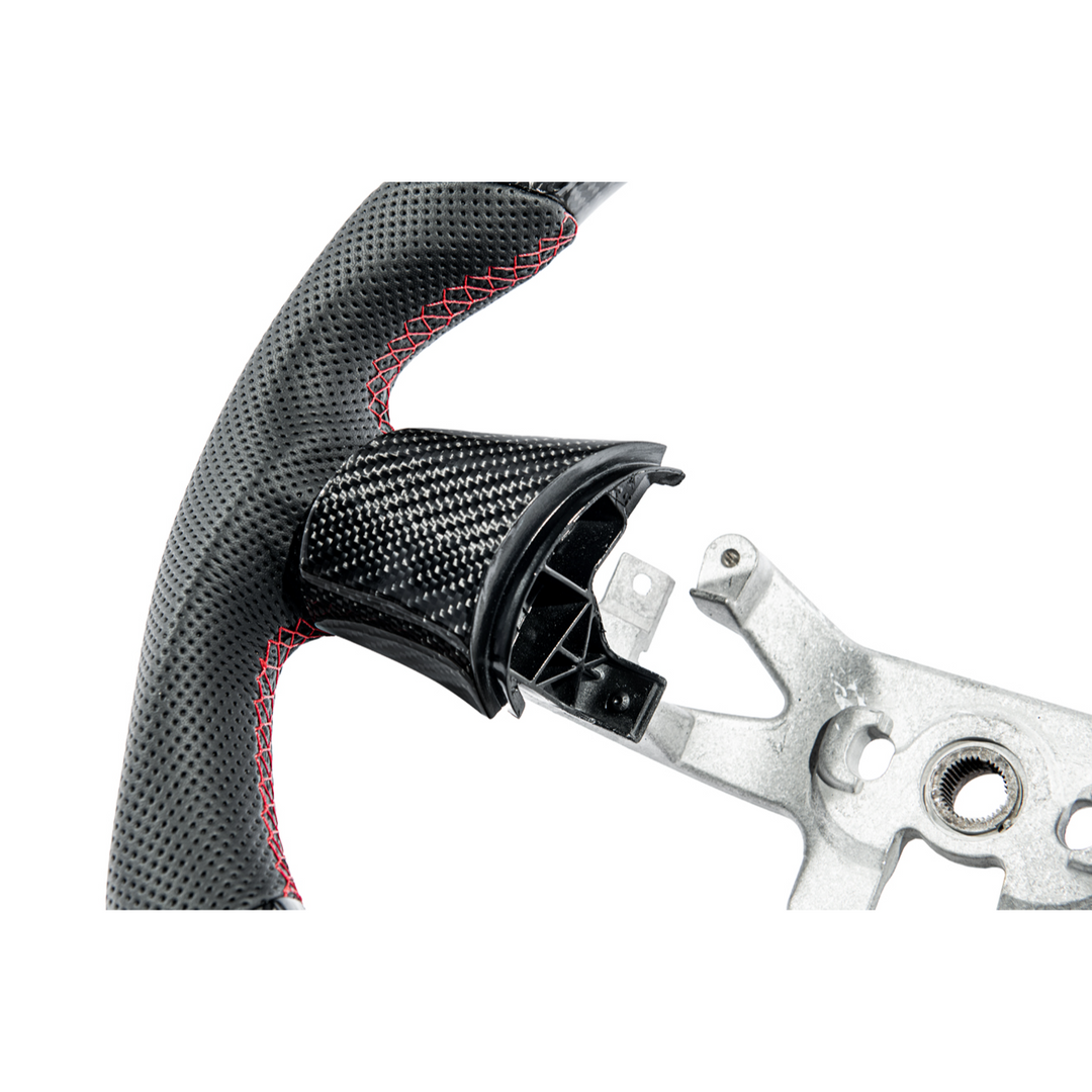 2006-13 Corvette C6 CARBON FIBER Perforated Leather Red Stripe Steering Wheel