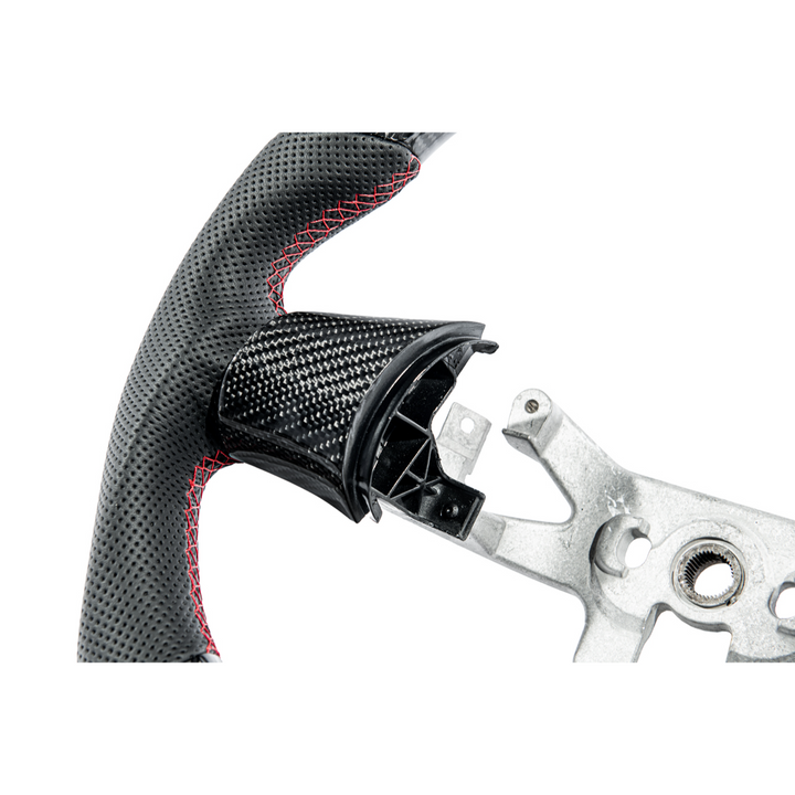 2006-13 Corvette C6 CARBON FIBER Perforated Leather Red Stripe Steering Wheel