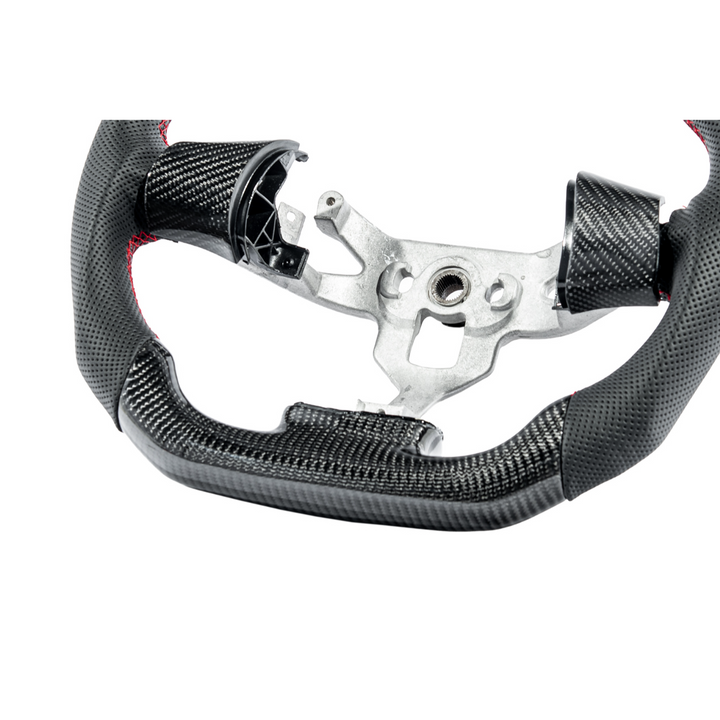 2006-13 Corvette C6 CARBON FIBER Perforated Leather Red Stripe Steering Wheel