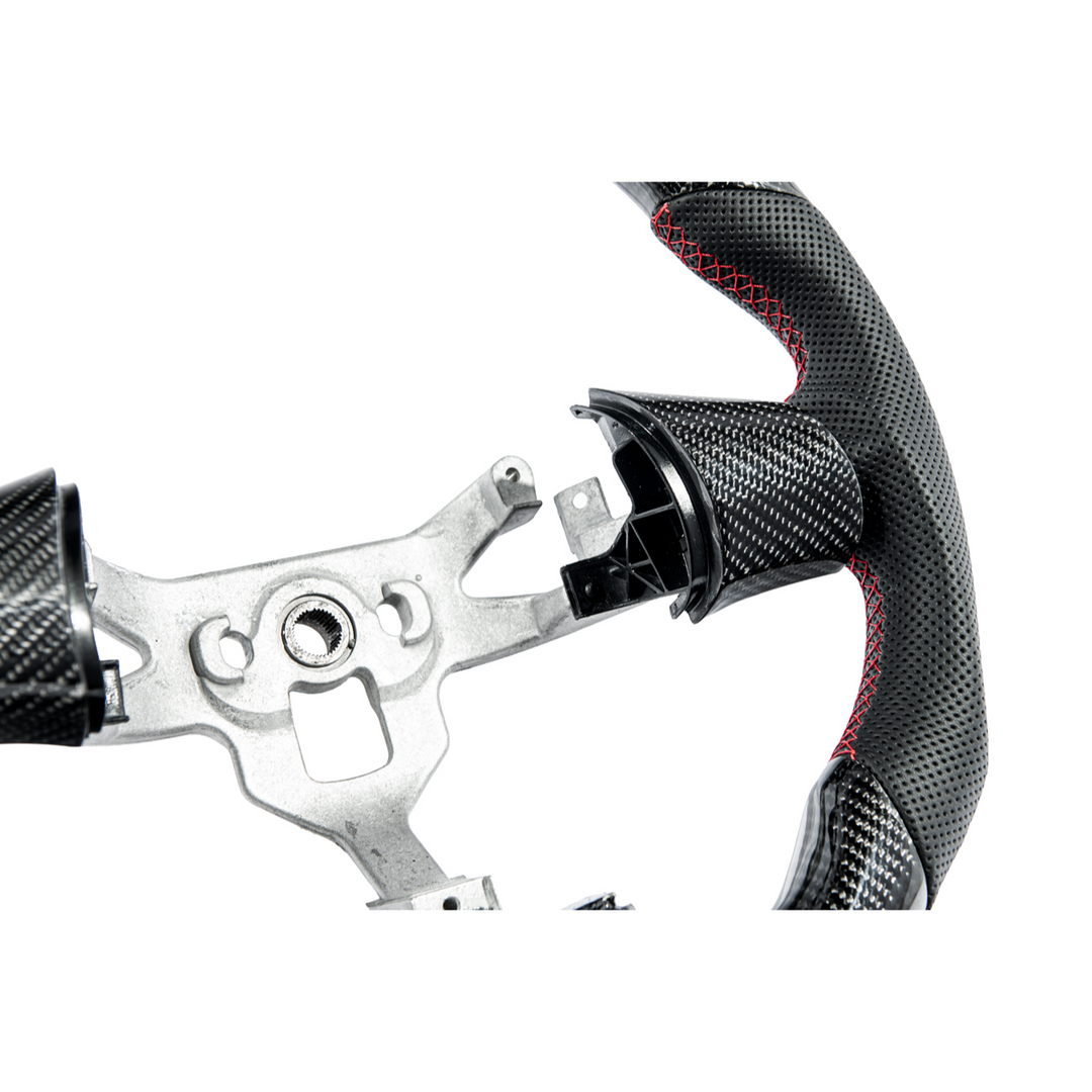 2006-13 Corvette C6 CARBON FIBER Perforated Leather Red Stripe Steering Wheel