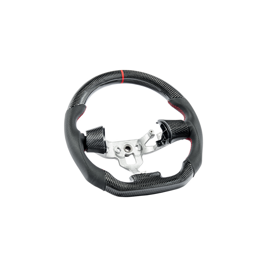 2006-13 Corvette C6 CARBON FIBER Perforated Leather Red Stripe Steering Wheel