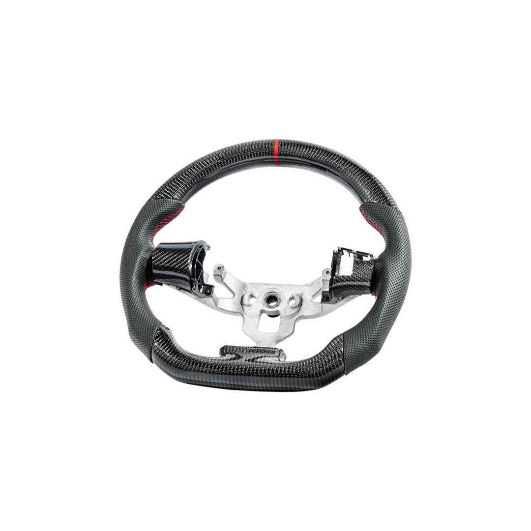 2006-13 Corvette C6 CARBON FIBER Perforated Leather Red Stripe Steering Wheel