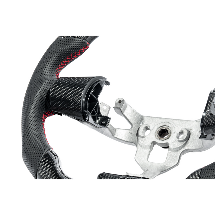 2006-13 Corvette C6 CARBON FIBER Perforated Leather Red Stripe Steering Wheel