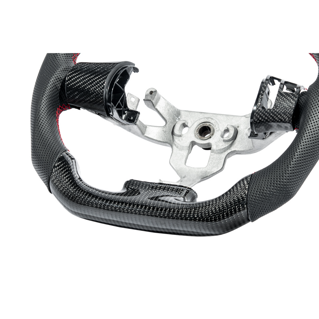 2006-13 Corvette C6 CARBON FIBER Perforated Leather Red Stripe Steering Wheel