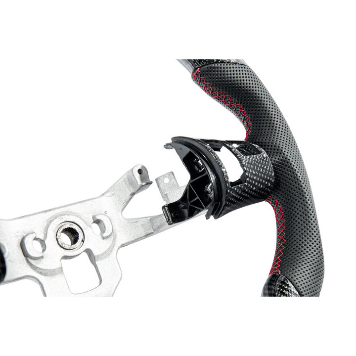 2006-13 Corvette C6 CARBON FIBER Perforated Leather Red Stripe Steering Wheel