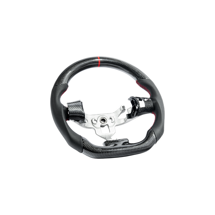 2006-13 Corvette C6 CARBON FIBER Perforated Leather Red Stripe Steering Wheel