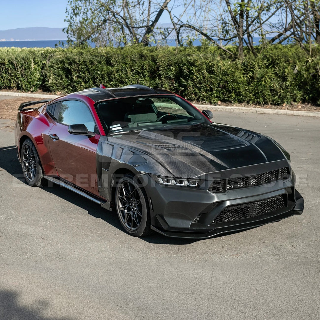 2024-Up Mustang GTD Style Full Conversion Primed Front Bumper Cover Grille Lip