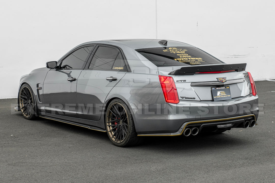Glossy Black Rear Spoiler With Wickerbill For 09-15 Cadillac CTS-V Sedan