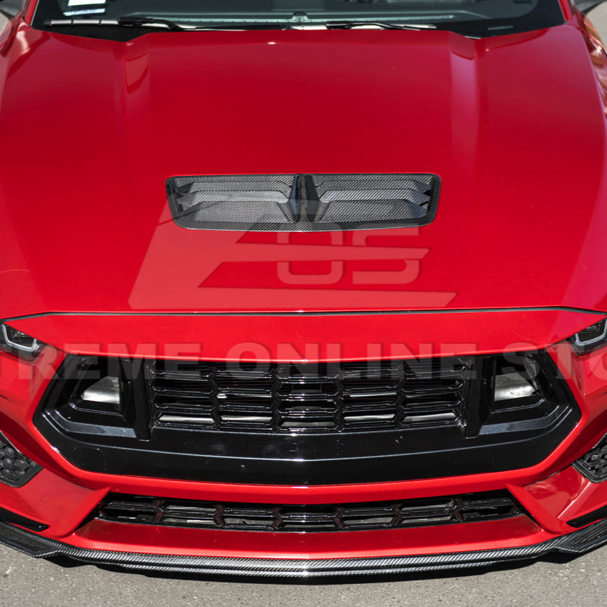 2024-Up Ford Mustang DRY CARBON FIBER Front Upper Hood Vent Insert Cover