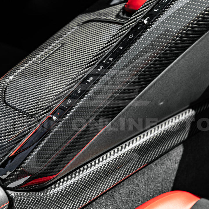Corvette C8 DRY CARBON FIBER Center Console Armrest Right Trim Panel