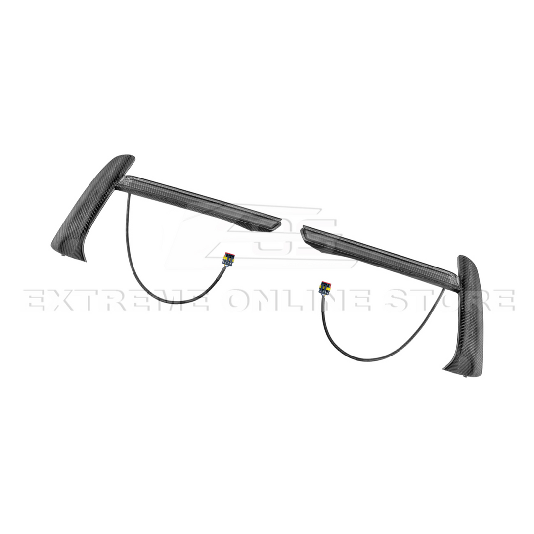 2020-Up Corvette C8 DRY CARBON FIBER Sequential LED DRL Light Bar Bezel Insert