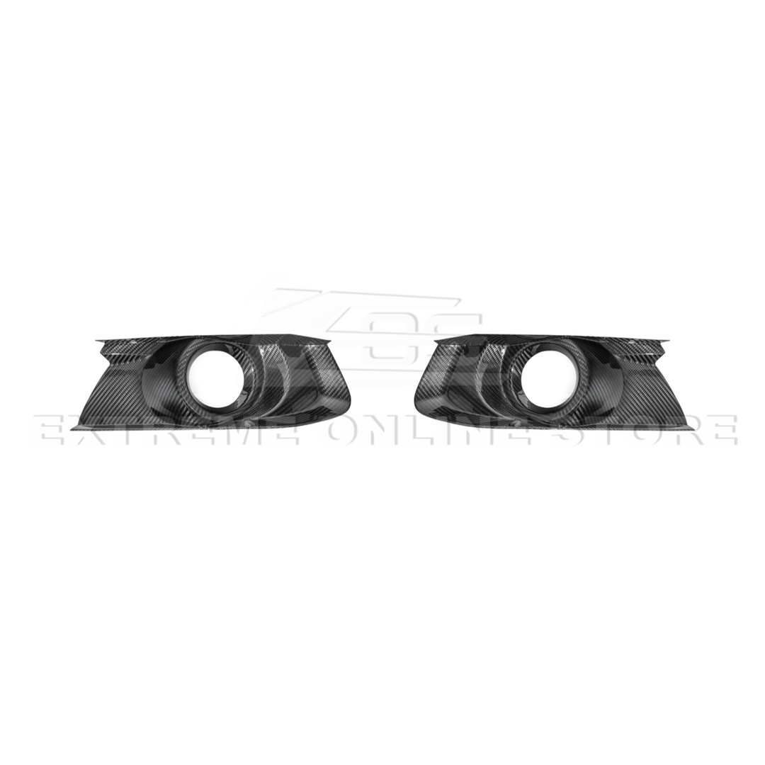 2015-17 Ford Mustang DRY CABON FIBER Front Bumper Fog Light Bezel Cover Pair