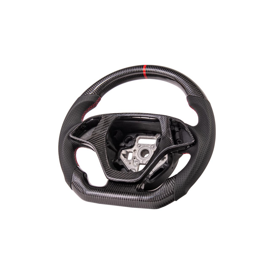 Chevrolet Corvette C7 Black Leather Red Stitching Carbon Fiber Steering Wheel