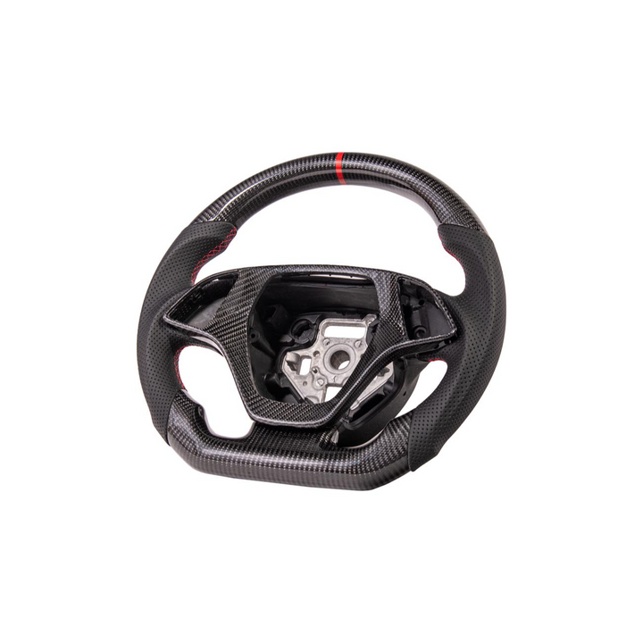 Chevrolet Corvette C7 Black Leather Red Stitching Carbon Fiber Steering Wheel