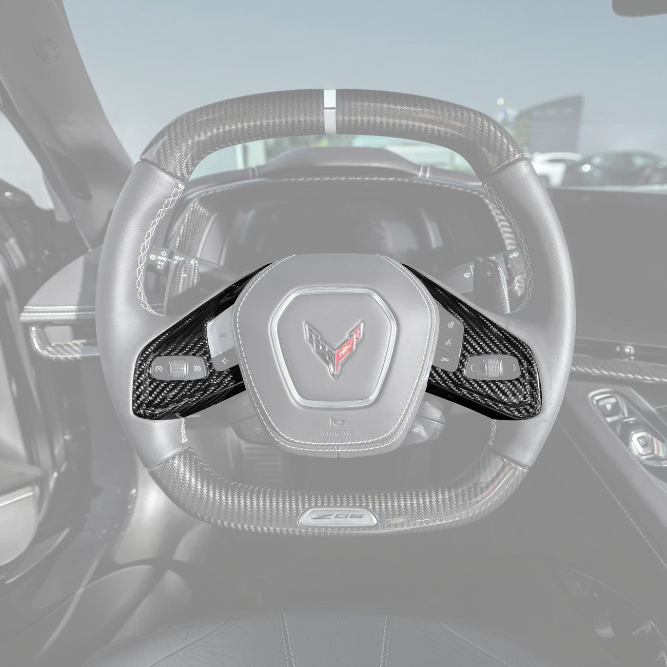Corvette C8 Steering Wheel Trim Cover w/ Collison Button