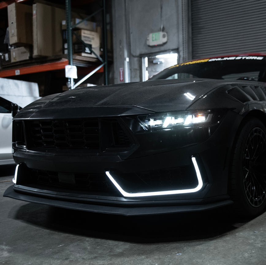2024-Up Mustang | Dark Horse Style Front Bumper Cover Lip w/ LED Side Grille