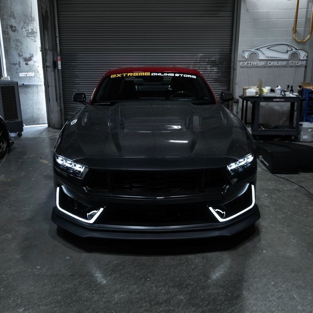 2024-Up Mustang | Dark Horse Style Front Bumper Cover Lip w/ LED Side Grille