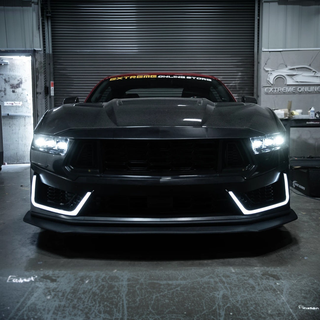 2024-Up Mustang | Dark Horse Style Front Bumper Cover Lip w/ LED Side Grille